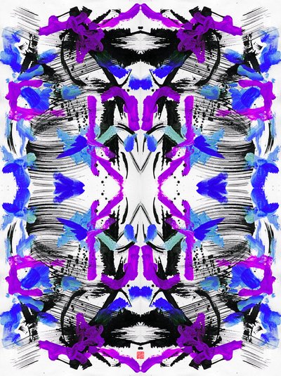 Motif floral bleu violet zen, 2023 - Odilia W. Y. Fu