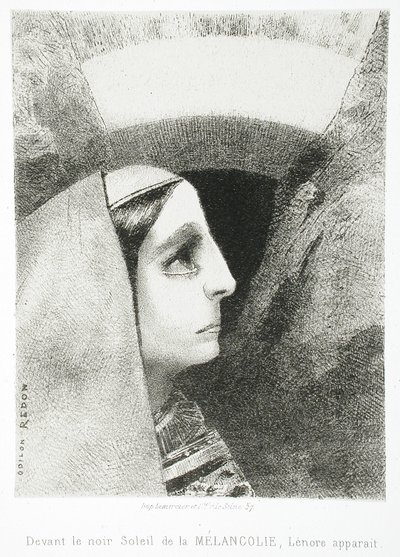 À Edgar Poe (Devant le noir soleil de la Mélancolie, Lénore apparaît) - Odilon Redon