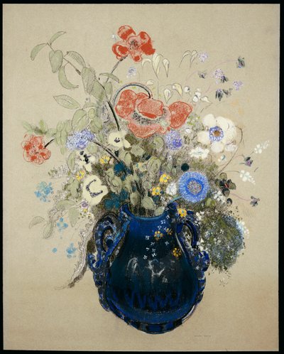 Un vase de fleurs bleues, vers 1905-08 - Odilon Redon
