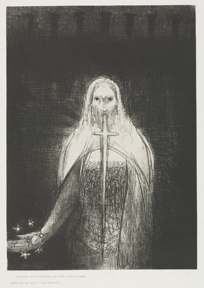 Et il avait dans sa main droite sept étoiles; et de sa bouche sortait une épée aiguë à deux tranchants - Odilon Redon