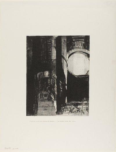 Et de tous côtés sont des colonnes de basalte,...la lumière tombe du toit voûté, planche 3 de 24 - Odilon Redon
