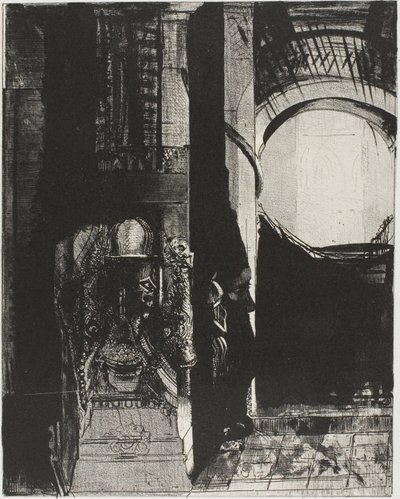 Et de tous côtés sont des colonnes de basalte,...la lumière tombe du toit voûté, planche 3 de 24 - Odilon Redon