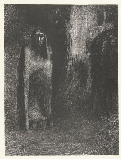 Un homme devient solitaire dans un paysage nocturne (La Nuit) - Odilon Redon