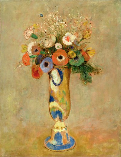Fleurs dans un vase peint - Odilon Redon