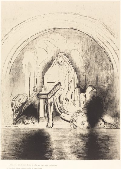 Puis je vis, dans la main droite de celui qui était assis sur le trône, un livre écrit dedans et dehors, scellé de sept sceaux - Odilon Redon