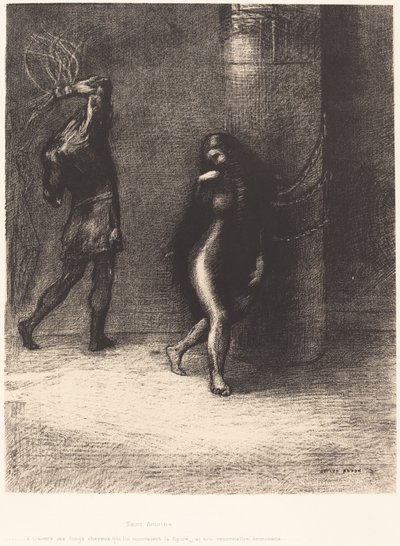 Saint Antoine: "Sous ses longs cheveux, qui lui couvraient le visage, j