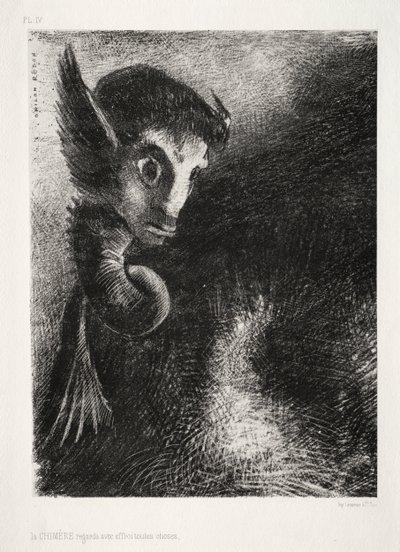 La chimère regardait toutes choses avec peur - Odilon Redon