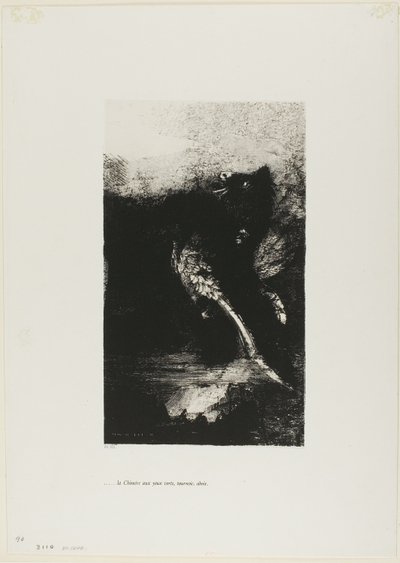 La Chimère aux yeux verts se retourne, hurle, planche 7 de La Tentation de Saint Antoine (1ère série) - Odilon Redon