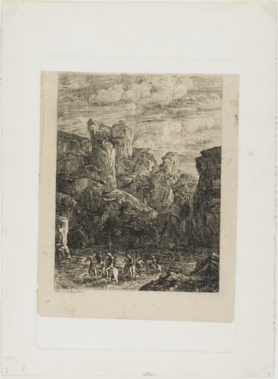 Le gué : Paysage avec cavaliers - Odilon Redon
