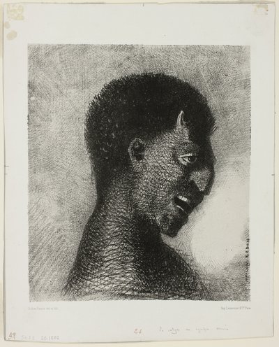 Le satyre au sourire cynique, planche 5 de 8 de "Les Origines" - Odilon Redon