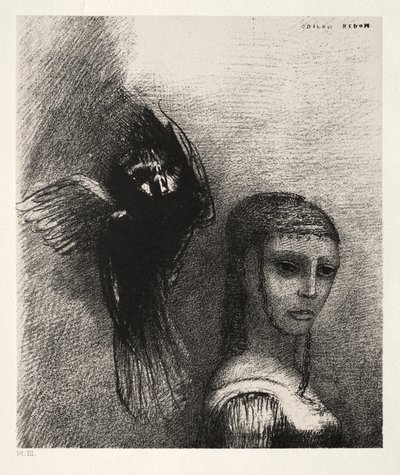 La tentation de Saint Antoine Première série : Et un grand oiseau, descendant du ciel..., 1888 - Odilon Redon