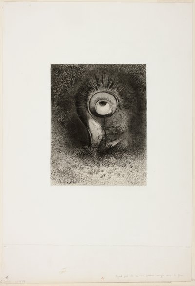 Il y eut peut-être une première vision tentée dans la fleur, planche 2 de 8 de "Les Origines" - Odilon Redon
