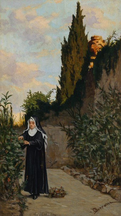 Nonne dans le jardin - Odoardo Borrani