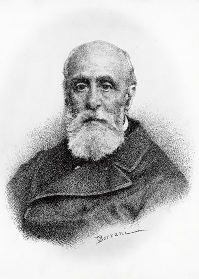 Portrait de Giovanni Ruffini (1807-1881), poète et patriote italien, lithographie d