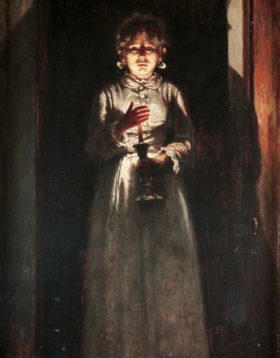 Femme avec une bougie - Odoardo Borrani