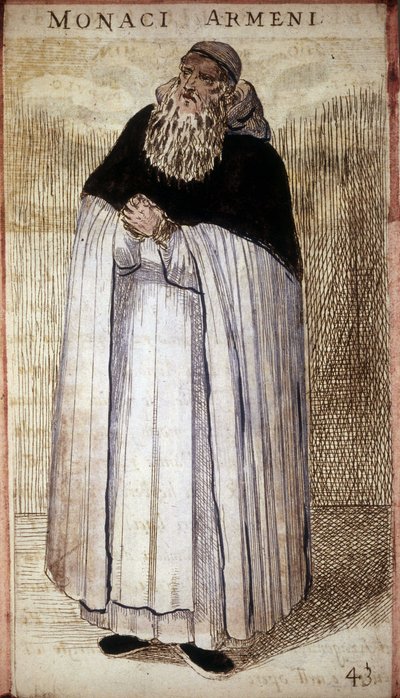 Moine arménien. Gravure sur bois. 16ème siècle. - Odoardo Fialetti