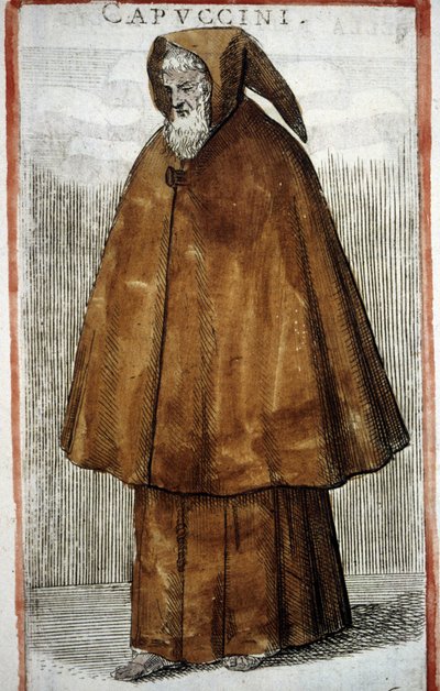 Ordre religieux : Capucin. Gravure du 16e siècle - Odoardo Fialetti