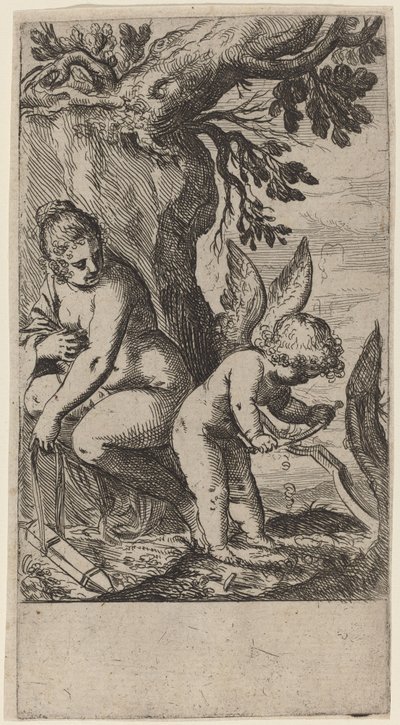 Vénus avec Cupidon taillant son arc - Odoardo Fialetti