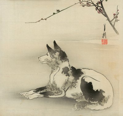 Chien noir et blanc - Ogata Gekko