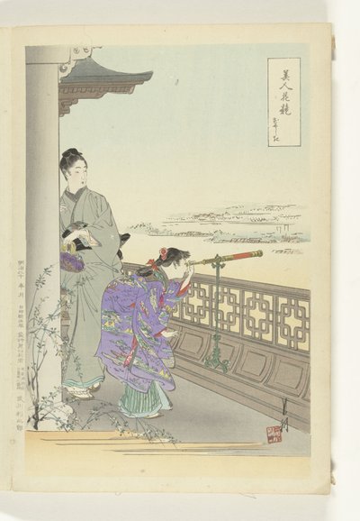 La longue-vue (Comparaisons entre beautés et fleurs) - Ogata Gekko