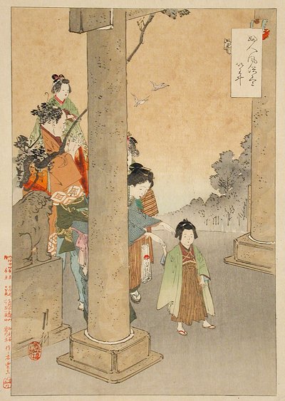 Visite au sanctuaire pour le Nouvel An - Ogata Gekko