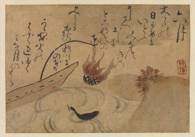 Sixième mois des Oiseaux et Fleurs des Douze Mois de Fujiwara no Teika - Ogata Kenzan