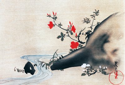 Azalées et ruisseau, kakemonos (rouleaux suspendus) peints sur soie par Korin Ogata (1658-1716), période Edo (1603-1868), Japon - Ogata Korin