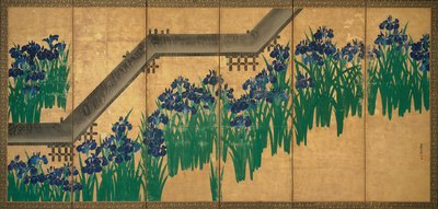 Iris à Yatsuhashi (Huit Ponts), vers 1709 - Ogata Korin