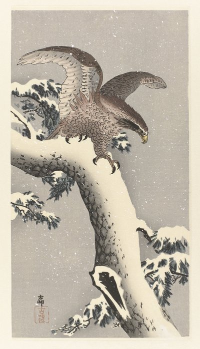Aigle sur un pin enneigé - Ohara Koson