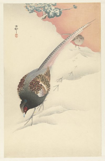 Couple de faisans dans la neige - Ohara Koson