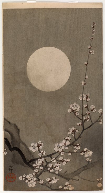 Prunier en fleurs et lune - Ohara Koson