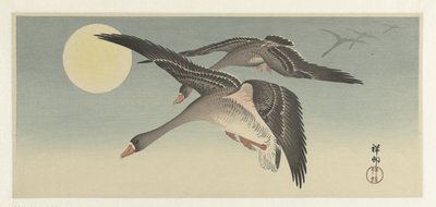 Oies sous la pleine lune - Ohara Koson