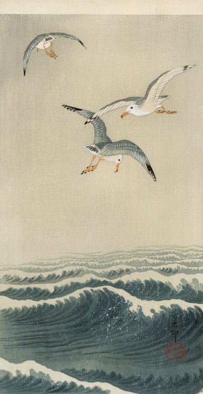 Mouettes en mer - Ohara Koson