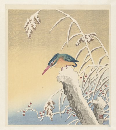 Martin-pêcheur dans la neige - Ohara Koson