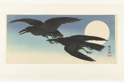 Corbeaux sous la pleine lune - Ohara Koson