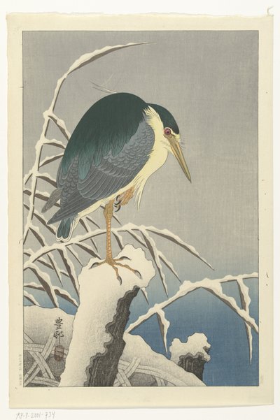 Héron dans la neige - Ohara Koson