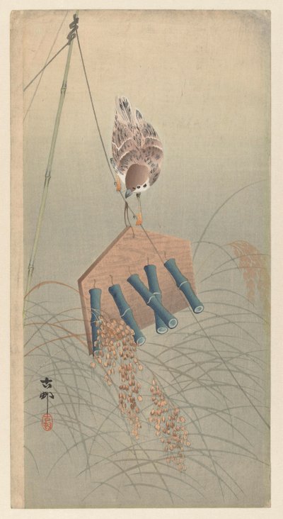 Moineau sur un épouvantail - Ohara Koson