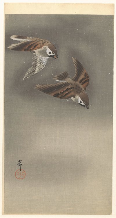 Moineaux dans la neige - Ohara Koson