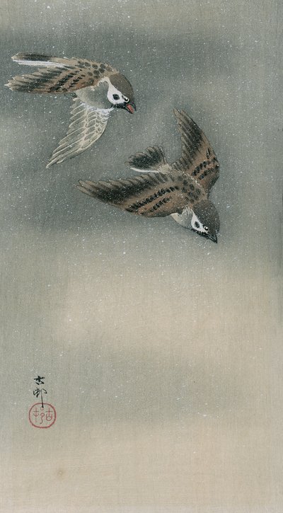 Moineaux en vol - Ohara Koson