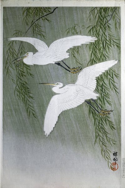 Deux hérons volant librement, 1907 - Ohara Koson