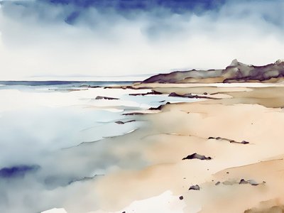 Aquarelle côtière sereine - Ohkimiko