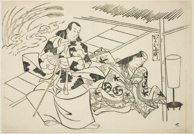 Courtiser Komachi (Kayoi Komachi), de la série Scènes célèbres des pièces de marionnettes japonaises (Yamato irotake) - Okumura Masanobu