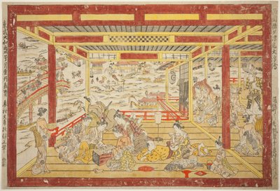 Profiter de la fraîcheur du soir près du pont de Ryogoku (Ryogoku bashi yusuzumi uki-e) - Okumura Masanobu