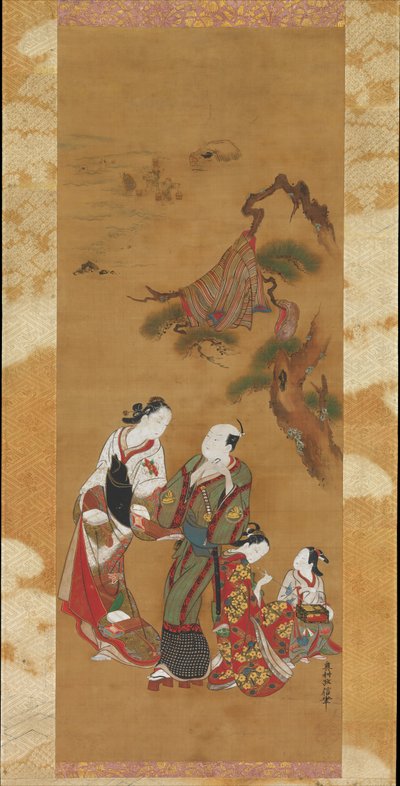 Yukihira et deux servantes à Suma, 18ème siècle - Okumura Masanobu