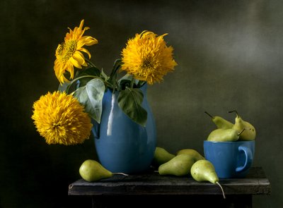 Fleurs et poires de la récolte - Olga Aleksandrovna