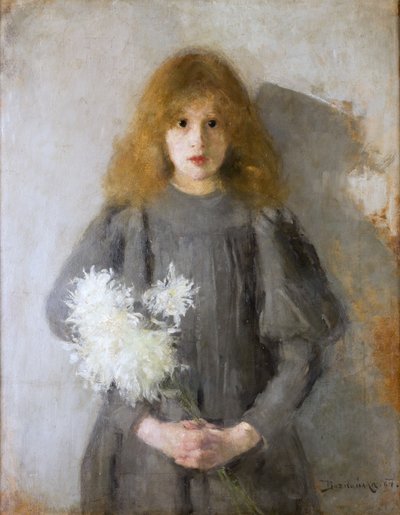 Fille avec des chrysanthèmes - Olga Boznanska