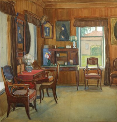 Intérieur de la maison dans le village de Chegodayevo, années 1900 - Olga Nikolayevna Korovina