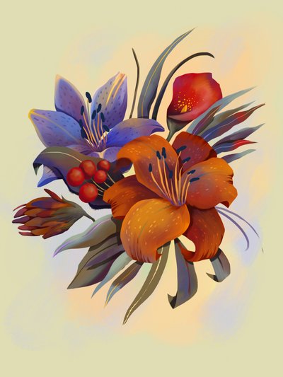 Bouquet floral éclatant - Olga Skomorokhova