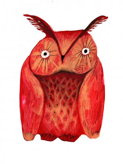 Chouette rouge fantaisiste - Olga Skomorokhova