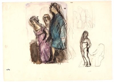 Esquisse colorée pour "Diogène" et deux autres esquisses - Oluf Hartmann
